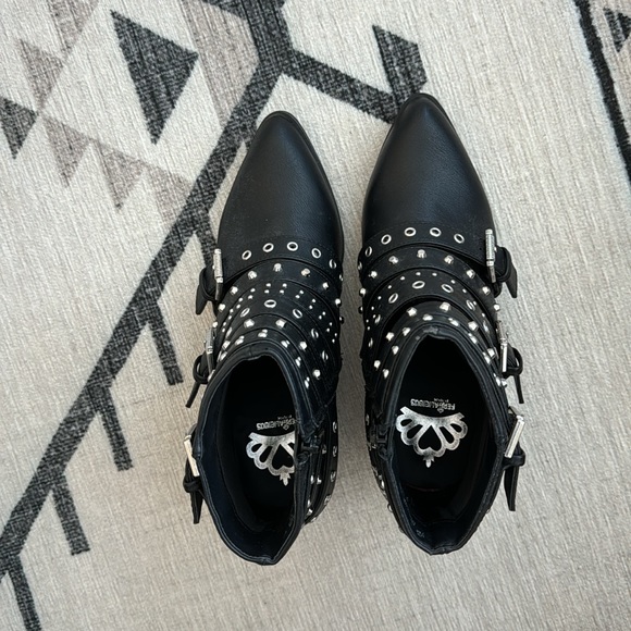 Studded Black Ankle Boots - Picture 5 of 9
